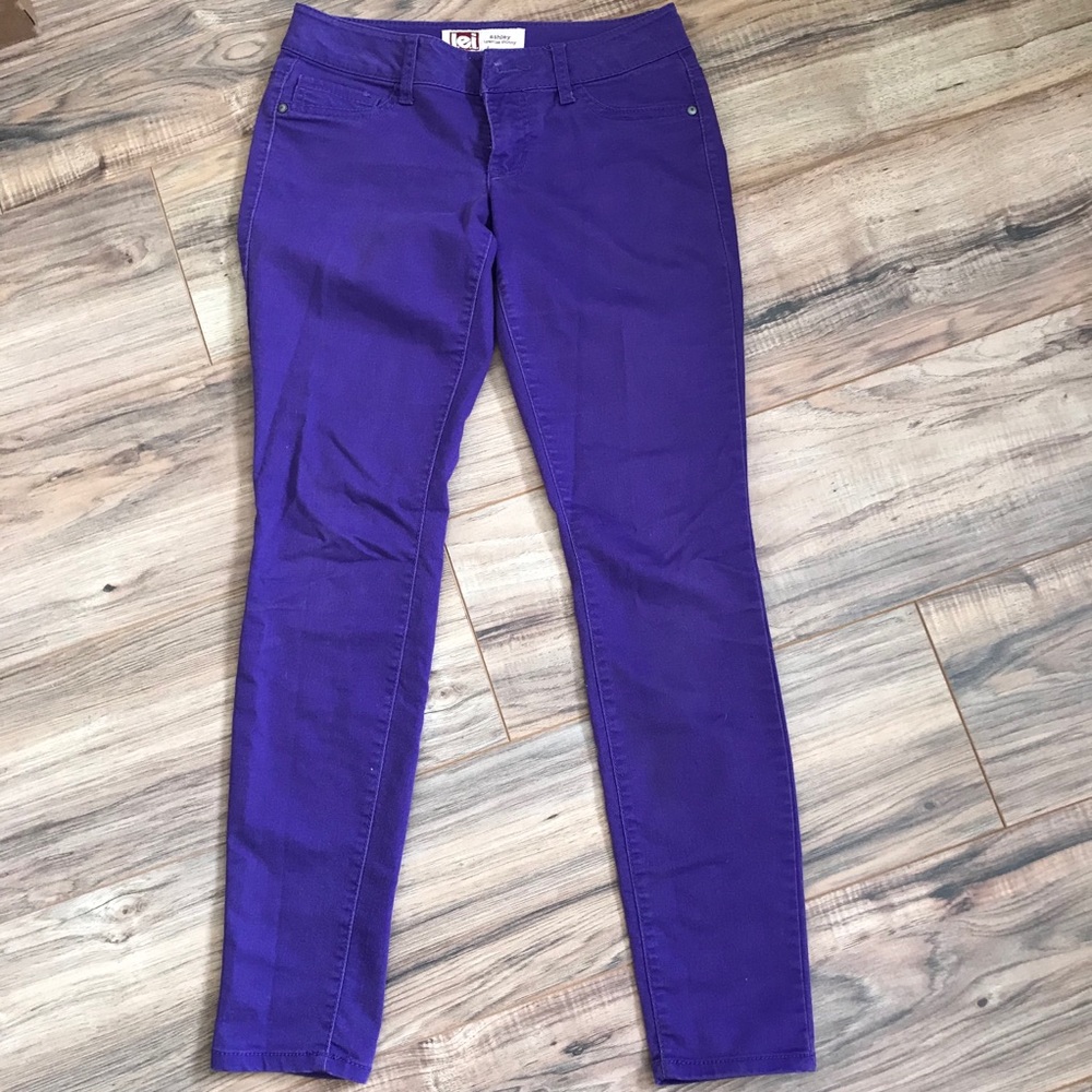 Purple low rise skinny jean